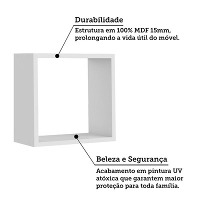 Nicho Organizador Decor 100% Mdf Branco Brilho - Móveis Peroba