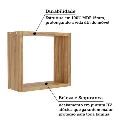 Nicho Organizador Decor 100% Mdf Amêndoa - Móveis Peroba