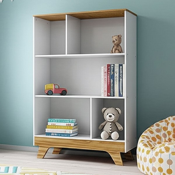 Nicho Organizador Retrô 5 Nichos 100% Mdf Branco Brilho/Amêndoa - Móveis Peroba