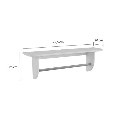 Prateleira com Cabideiro Decor 100% Mdf Branco Brilho - Móveis Peroba