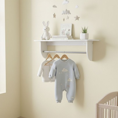 Prateleira com Cabideiro Decor 100% Mdf Branco Brilho - Móveis Peroba