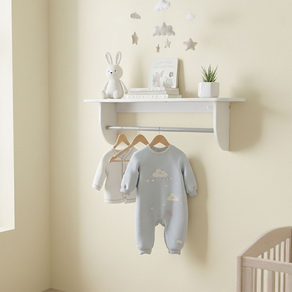 Prateleira com Cabideiro Decor 100% Mdf Branco Brilho - Móveis Peroba