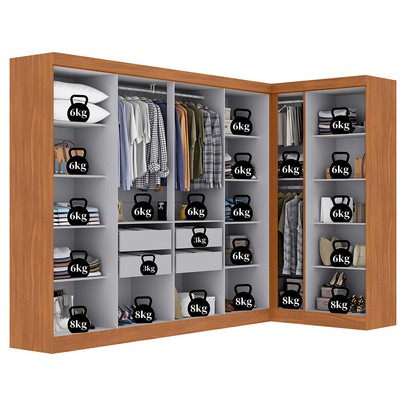 Guarda-Roupa Modulado German 11 Portas 4 Gavetas Cinamomo/Off White - Maxel