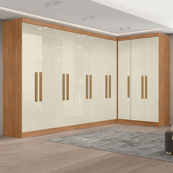 Guarda-Roupa Modulado German 11 Portas 4 Gavetas Cinamomo/Off White - Maxel