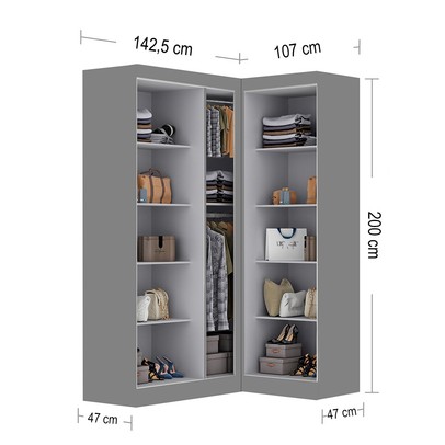 Guarda-Roupa Solteiro Modulado German 5 Portas Onix - Maxel