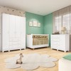 Quarto de Bebê Completo Zuri 5 Portas 7 Gavetas 100% Mdf Branco/Amêndoa Brilho - Móveis Peroba