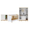 Quarto de Bebê Completo Zuri 5 Portas 7 Gavetas 100% Mdf Branco Brilho/Amêndoa - Móveis Peroba