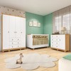 Quarto de Bebê Completo Zuri 5 Portas 7 Gavetas 100% Mdf Branco Brilho/Amêndoa - Móveis Peroba