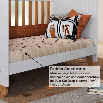 Quarto de Bebê Completo Zuri 5 Portas 7 Gavetas 100% Mdf Branco Brilho/Amêndoa - Móveis Peroba