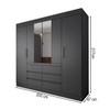 Guarda-Roupa Casal Honey 4 Portas 6 Gavetas com Espelho Preto/Amêndola - Panorama Móveis