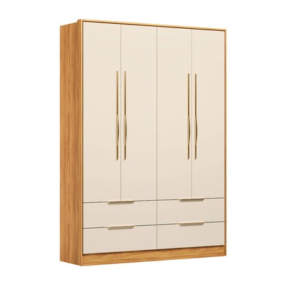 Guarda-Roupa Casal Domo 4 Portas 4 Gavetas 44020 Cinamomo/Off White - Demóbile