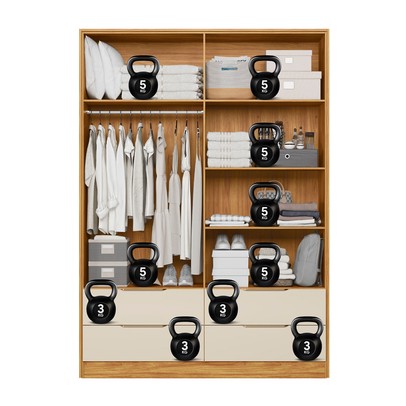 Guarda-Roupa Casal Domo 4 Portas 4 Gavetas 44020 Cinamomo/Off White - Demóbile