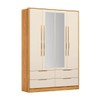 Guarda-Roupa Casal Domo 4 Portas 4 Gavetas com Espelho 44020 Cinamomo/Off White - Demóbile