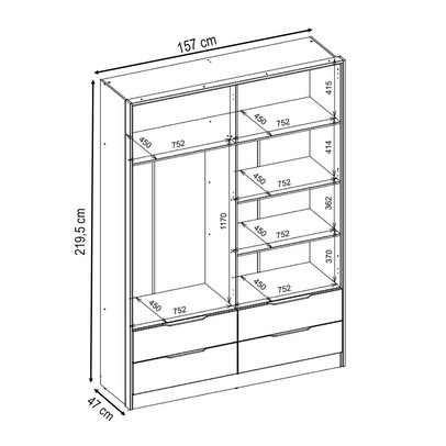 Guarda-Roupa Casal Domo 4 Portas 4 Gavetas com Espelho 44020 Cinamomo/Off White - Demóbile