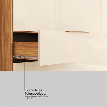 Guarda-Roupa Casal Domo 4 Portas 4 Gavetas com Espelho 44020 Cinamomo/Off White - Demóbile