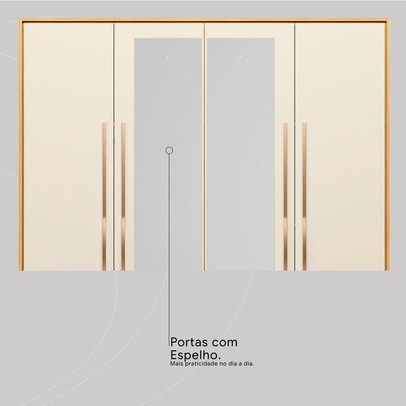 Guarda-Roupa Casal Domo 4 Portas 4 Gavetas com Espelho Cinamomo/Off White - Demóbile