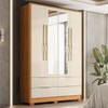 Guarda-Roupa Casal Domo 4 Portas 4 Gavetas com Espelho Cinamomo/Off White - Demóbile