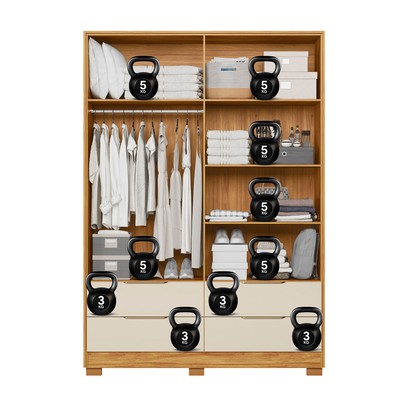 Guarda-Roupa Casal Domo 4 Portas 4 Gavetas com Espelho Cinamomo/Off White - Demóbile