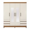 Guarda-Roupa Casal Roma 4 Portas 6 Gavetas Amêndola/Off White - Demobile