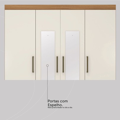 Guarda-Roupa Casal Roma 4 Portas 6 Gavetas Amêndola/Off White - Demobile