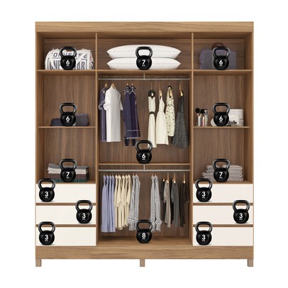 Guarda-Roupa Casal Roma 4 Portas 6 Gavetas Amêndola/Off White - Demobile