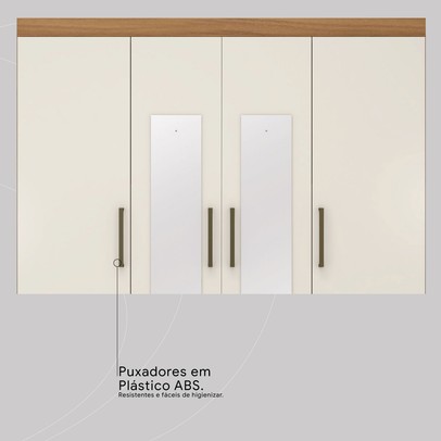 Guarda-Roupa Casal Roma 4 Portas 6 Gavetas Amêndola/Off White - Demobile