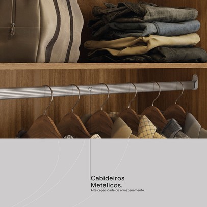 Guarda-Roupa Casal Roma 4 Portas 6 Gavetas Amêndola/Off White - Demobile