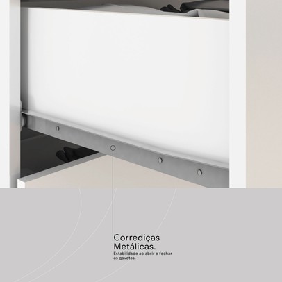 Guarda-Roupa Casal Roma 4 Portas 6 Gavetas Branco - Demobile