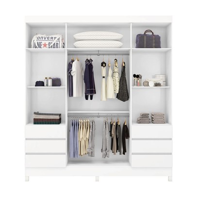Guarda-Roupa Casal Roma 4 Portas 6 Gavetas Branco - Demobile