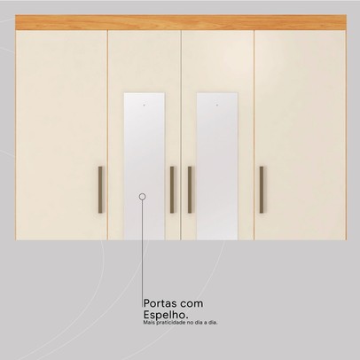 Guarda-Roupa Casal Roma 4 Portas 6 Gavetas Cinamomo/Off White - Demobile