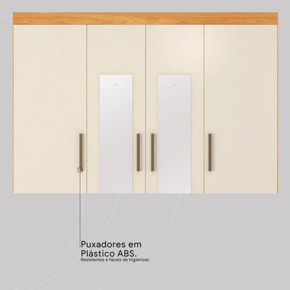 Guarda-Roupa Casal Roma 4 Portas 6 Gavetas Cinamomo/Off White - Demobile