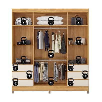 Guarda-Roupa Casal Roma 4 Portas 6 Gavetas Cinamomo/Off White - Demobile