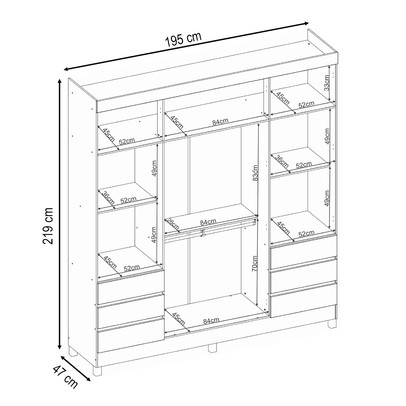 Guarda-Roupa Casal Roma 4 Portas 6 Gavetas Cinamomo/Off White - Demobile