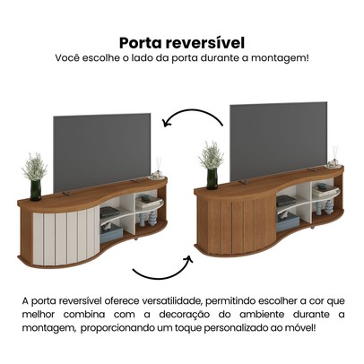 Sala de Estar Completa para TV Até 75 Polegadas com Cristaleira e Mesa de Centro Magnum Cinamomo/Off White - Pnr Móveis