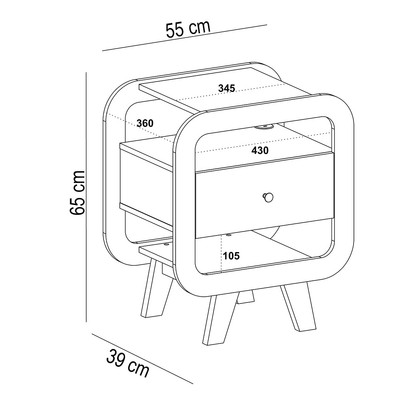 Conjunto Mesas de Cabeceira Theo 2 Gavetas com Porta Usb e C Cinamomo/Off White - Pnr Móveis