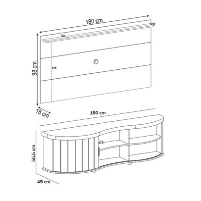 Rack com Painel para TV Até 60 Polegadas Magnum Cinamomo/Off White - Pnr Móveis