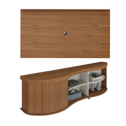 Rack com Painel para TV Até 60 Polegadas Magnum Cinamomo/Off White - Pnr Móveis