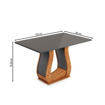 Mesa de Madeira Los Angeles Mel/Cinza - Viero Móveis