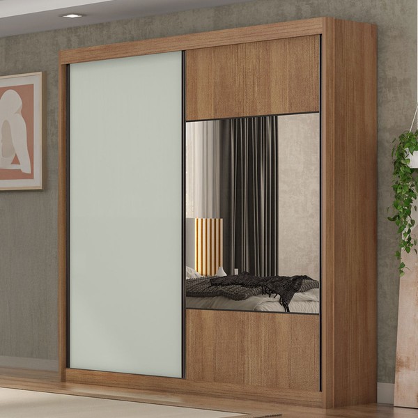 Guarda-Roupa Casal Alpe Devero 2 Portas 6 Gavetas 100% Mdf com Espelho Cumaru/Fendi - Pnr Móveis