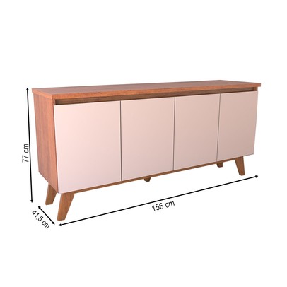 Balcão Buffet Safira Avanti 4 Portas Mel/Off White - Panorama Móveis