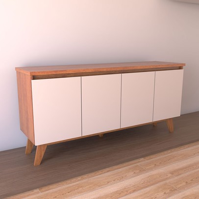 Balcão Buffet Safira Avanti 4 Portas Mel/Off White - Panorama Móveis