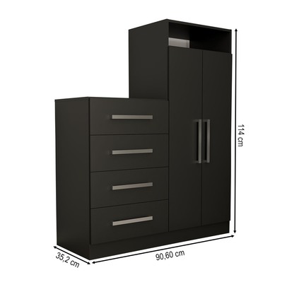 Cômoda Vitória Avanti 2 Portas 4 Gavetas Preto Fosco - Panorama Móveis