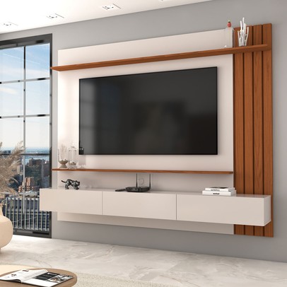 Painel para TV Até 70 Polegadas Avanti Ripado Cinamomo/Off White - panorama Móveis