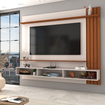 Painel para TV Até 70 Polegadas Avanti Ripado Cinamomo/Off White - panorama Móveis