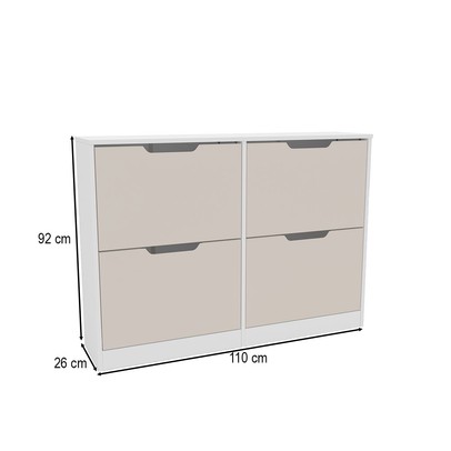 Sapateira Madri 4 Portas Creme/Branco - Politorno