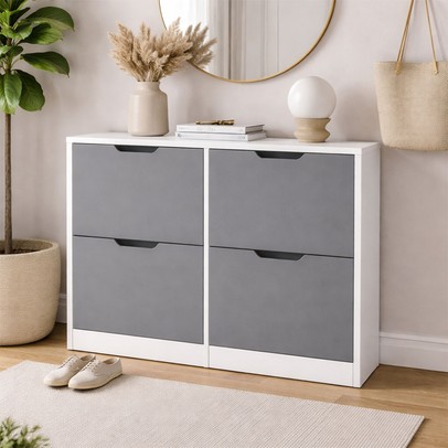 Sapateira Madri 4 Portas Cinza/Branco - Politorno