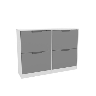 Sapateira Madri 4 Portas Cinza/Branco - Politorno
