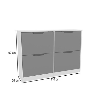 Sapateira Madri 4 Portas Cinza/Branco - Politorno