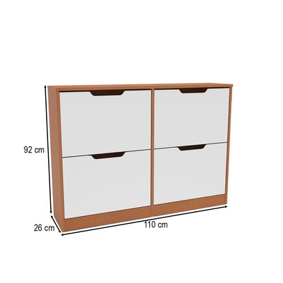 Sapateira Madri 4 Portas Branco/Freijó - Politorno