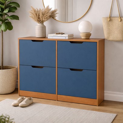 Sapateira Madri 4 Portas Azul/Freijó - Politorno